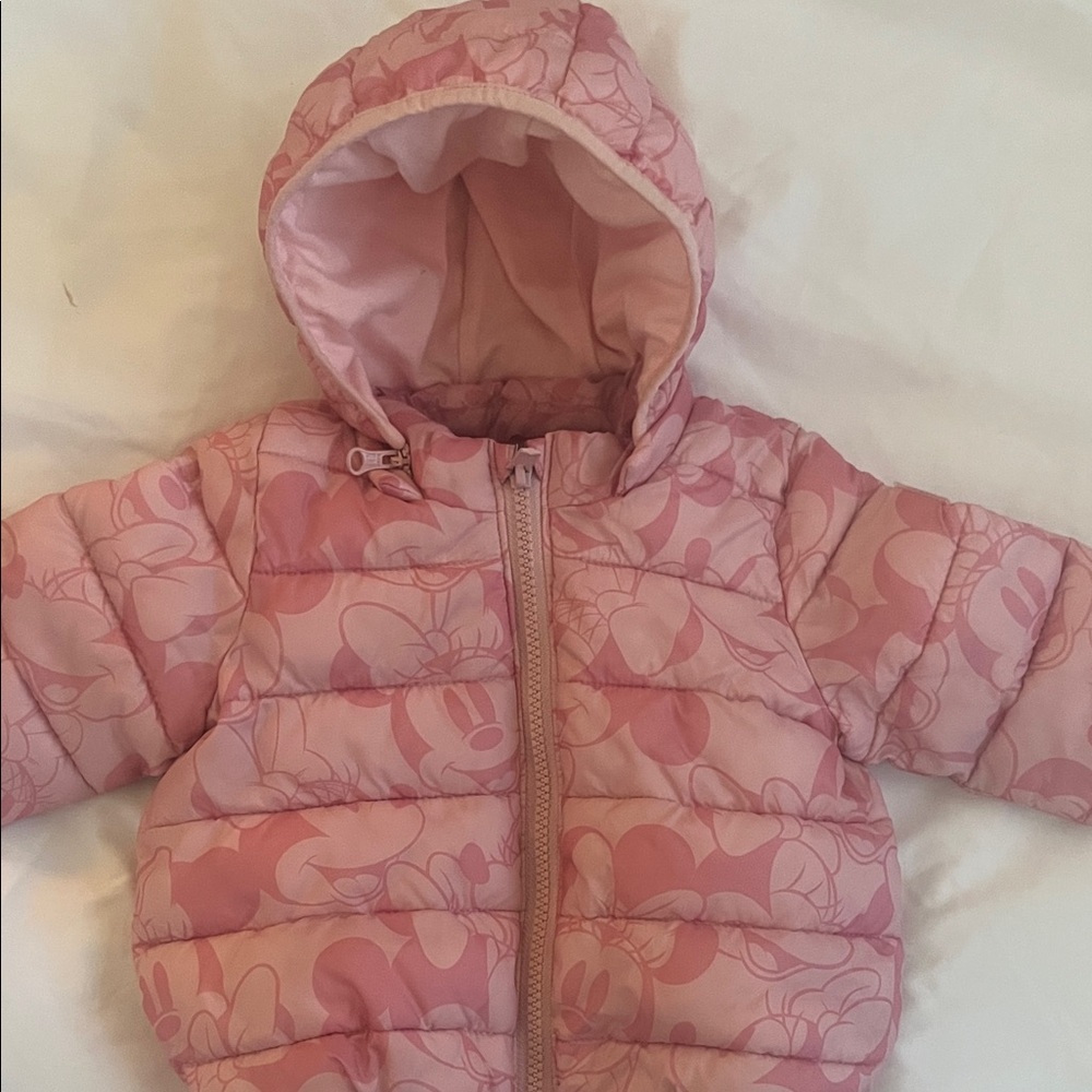 GAP Pink Hooded Jacket with Minnie Mouse Faces